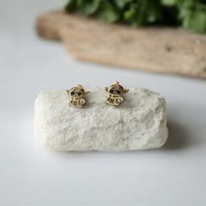 10k solid gold stitch stud earrings screw back