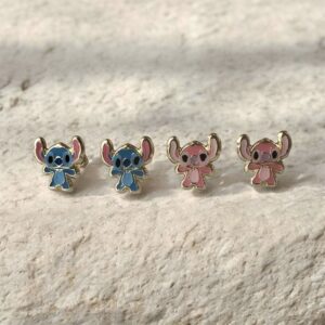 10k solid gold stitch stud earrings screw back