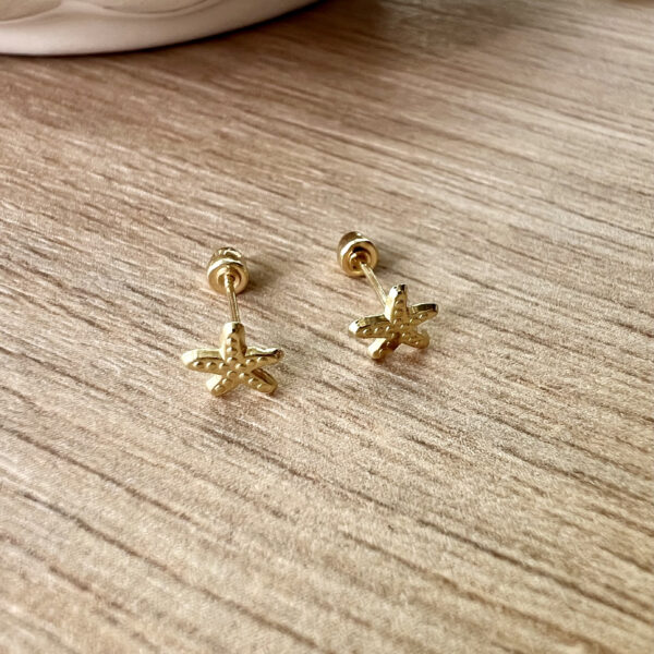 10K Solid Gold Sea Star Stud Earrings
